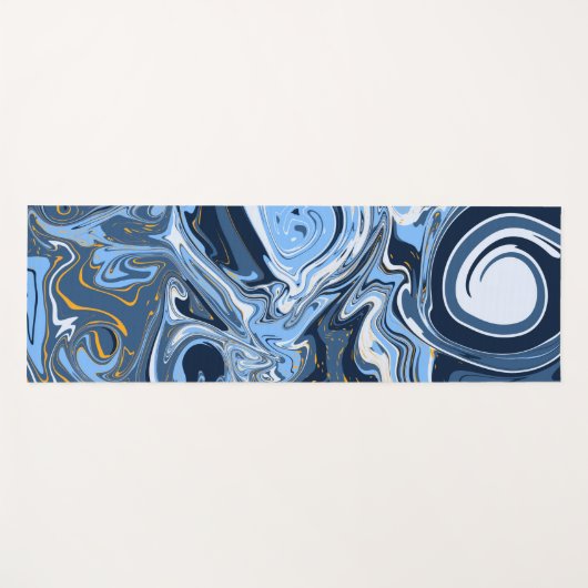 Blauwe, witte en goudbruine zwepen Vloeiende kunst Yogamat (Voorkant (horizontaal))