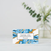 Blauwe, witte en gouden blauwe, blauwe en goudblau visitekaartje (Staand voorkant)