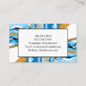 Blauwe, witte en gouden blauwe, blauwe en goudblau visitekaartje (Achterkant)