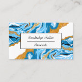 Blauwe, witte en gouden blauwe, blauwe en goudblau visitekaartje (Voorkant)