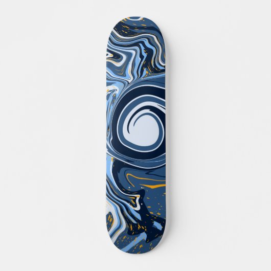 Blauwe, witte en gouden blauwe, blauwe en goudkleu persoonlijk skateboard (Voorkant)