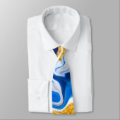 Blauwe, witte en gouden rondjes, marmer stropdas (Gebonden)