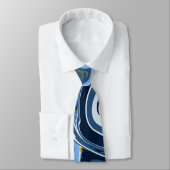 Blauwe, witte en gouden rondjes, marmer stropdas (Gebonden)