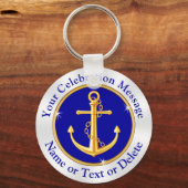 Blauwe, witte en goudkleurige Anker Sleutelhangers (Voorkant)