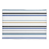 Blauwe witte en goudvlekstrepen Pillow C Kussensloop (Achterkant-Links)