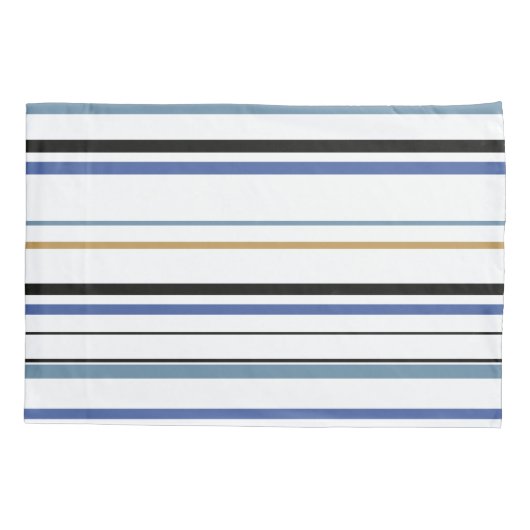 Blauwe witte en goudvlekstrepen Pillow C Kussensloop (Achterkant-Links)