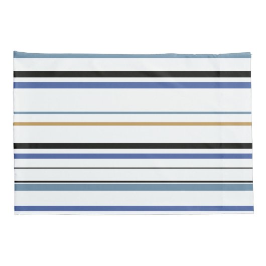 Blauwe witte en goudvlekstrepen Pillow C Kussensloop (Achterkant-Rechts)