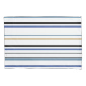 Blauwe witte en goudvlekstrepen Pillow C Kussensloop (Voorkant-Links)