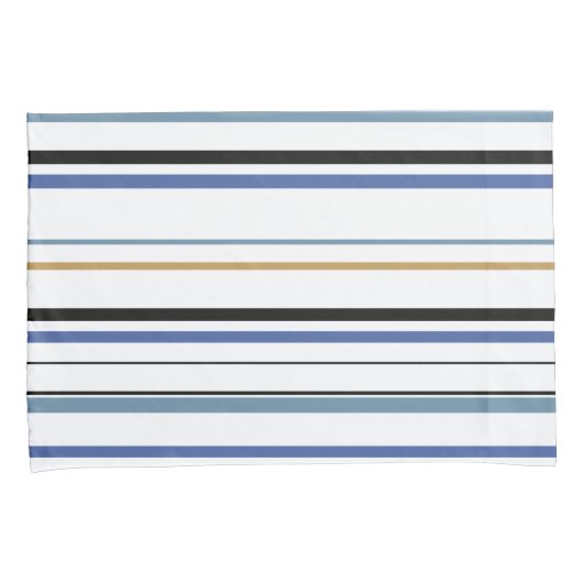 Blauwe witte en goudvlekstrepen Pillow C Kussensloop (Voorkant-Rechts)