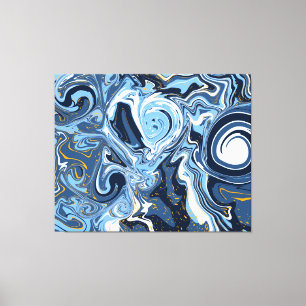 Blauwe, witte en goudziren canvas afdruk