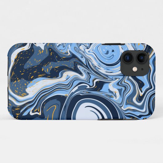 Blauwe, witte en goudziren Case-Mate iPhone case (Achterkant (horizontaal))