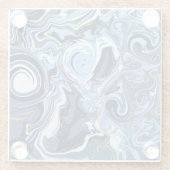 Blauwe, witte en goudziren glazen onderzetter (Achterkant)