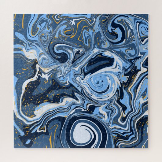 Blauwe, witte en goudziren legpuzzel (Horizontaal)