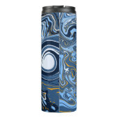 Blauwe, witte en goudziren thermosbeker (Achterkant)