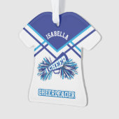Blauwe, witte en lichte blauwe Cheerleader Ornament (voorkant)