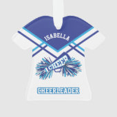 Blauwe, witte en lichte blauwe Cheerleader Ornament (achterkant)