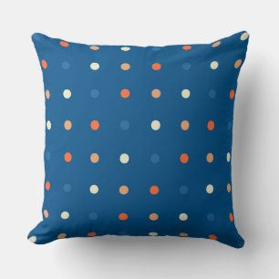 Blauwe, witte en Oranje Stippen Kussen