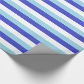 Blauwe, witte en parelblauwe strepen cadeaupapier (Hoek)