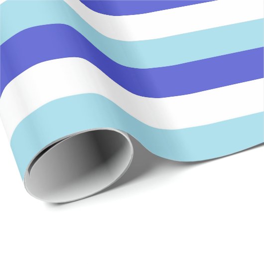 Blauwe, witte en parelblauwe strepen cadeaupapier (Rol Hoek)