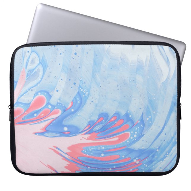 BLAUWE WITTE EN RODE ABSTRACTE BEKIJKING LAPTOP SLEEVE (Voorkant)