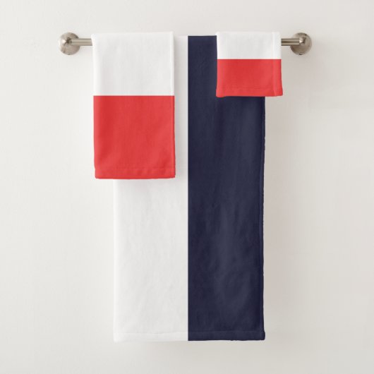 Blauwe witte en rode strepen strips bad handdoek (Insitu)