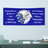 Blauwe, witte en zilvergrijze kanonnen spandoek (Beurs)