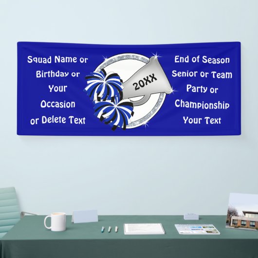 Blauwe, witte en zilvergrijze kanonnen spandoek (Beurs)