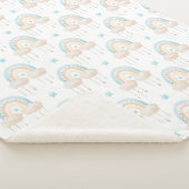 Blauwe witte en zwarte wolken en regenbogen babyjo sherpa deken (3/4)