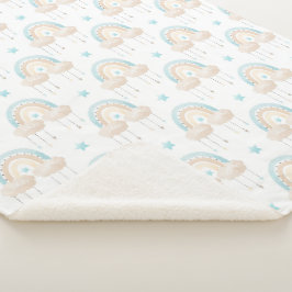 Blauwe witte en zwarte wolken en regenbogen babyjo sherpa deken