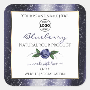 Blauwe witte etiketten met mousserende glitter-Log