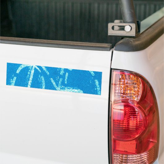 Blauwe witte fiets, fietsenbord bumpersticker (Op Truck)