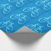 Blauwe witte fiets, fietsenbord cadeaupapier (Hoek)