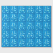 Blauwe witte fiets, fietsenbord cadeaupapier (Vlak)