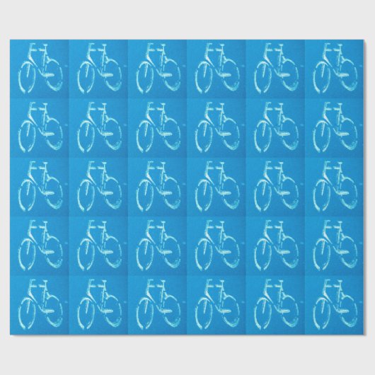 Blauwe witte fiets, fietsenbord cadeaupapier (Vlak)