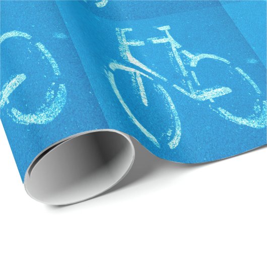 Blauwe witte fiets, fietsenbord cadeaupapier (Rol Hoek)