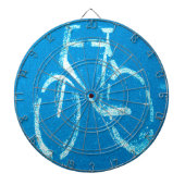 Blauwe witte fiets, fietsenbord dartbord (Voorkant)