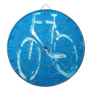 Blauwe witte fiets, fietsenbord dartbord