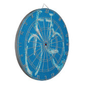 Blauwe witte fiets, fietsenbord dartbord (Voorkant Links)