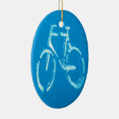 Blauwe witte fiets, fietsenbord keramisch ornament (Rechts)