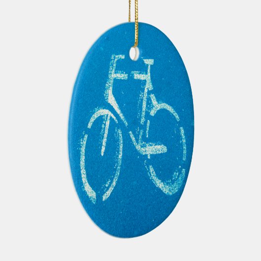 Blauwe witte fiets, fietsenbord keramisch ornament (Rechts)