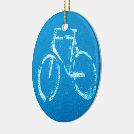 Blauwe witte fiets, fietsenbord keramisch ornament (Links)