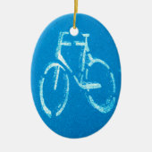 Blauwe witte fiets, fietsenbord keramisch ornament (Voorkant)