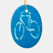 Blauwe witte fiets, fietsenbord keramisch ornament (Achterkant)