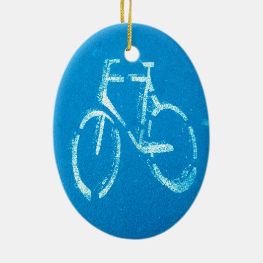 Blauwe witte fiets, fietsenbord keramisch ornament (Achterkant)