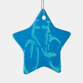 Blauwe witte fiets, fietsenbord keramisch ornament (Rechts)