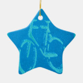 Blauwe witte fiets, fietsenbord keramisch ornament (Voorkant)