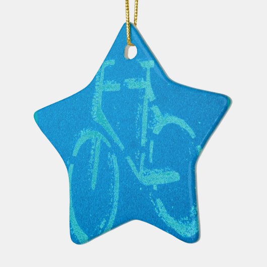 Blauwe witte fiets, fietsenbord keramisch ornament (Links)
