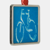 Blauwe witte fiets, fietsenbord metalen ornament (Rechts)