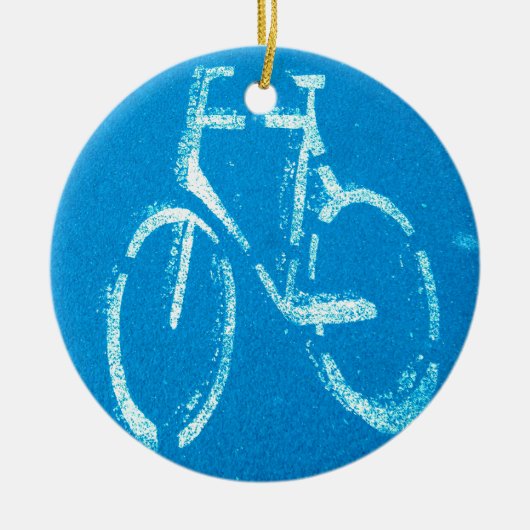 Blauwe witte fiets keramisch ornament (Voorkant)