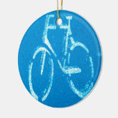 Blauwe witte fiets keramisch ornament (Links)